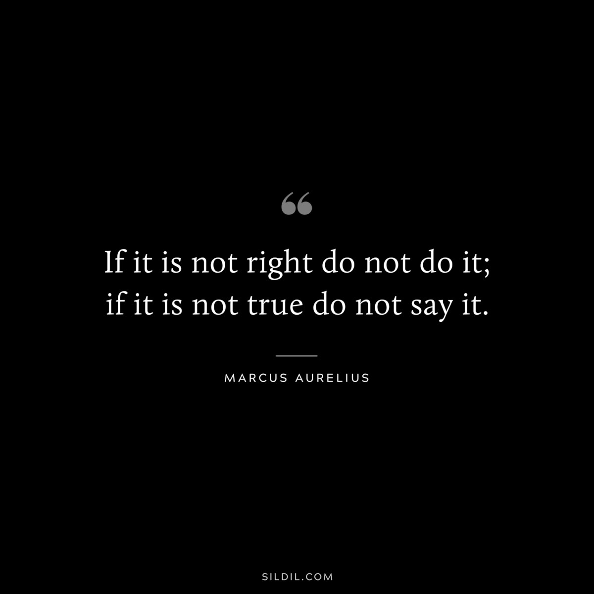 If it is not right do not do it; if it is not true do not say it. ― Marcus Aurelius