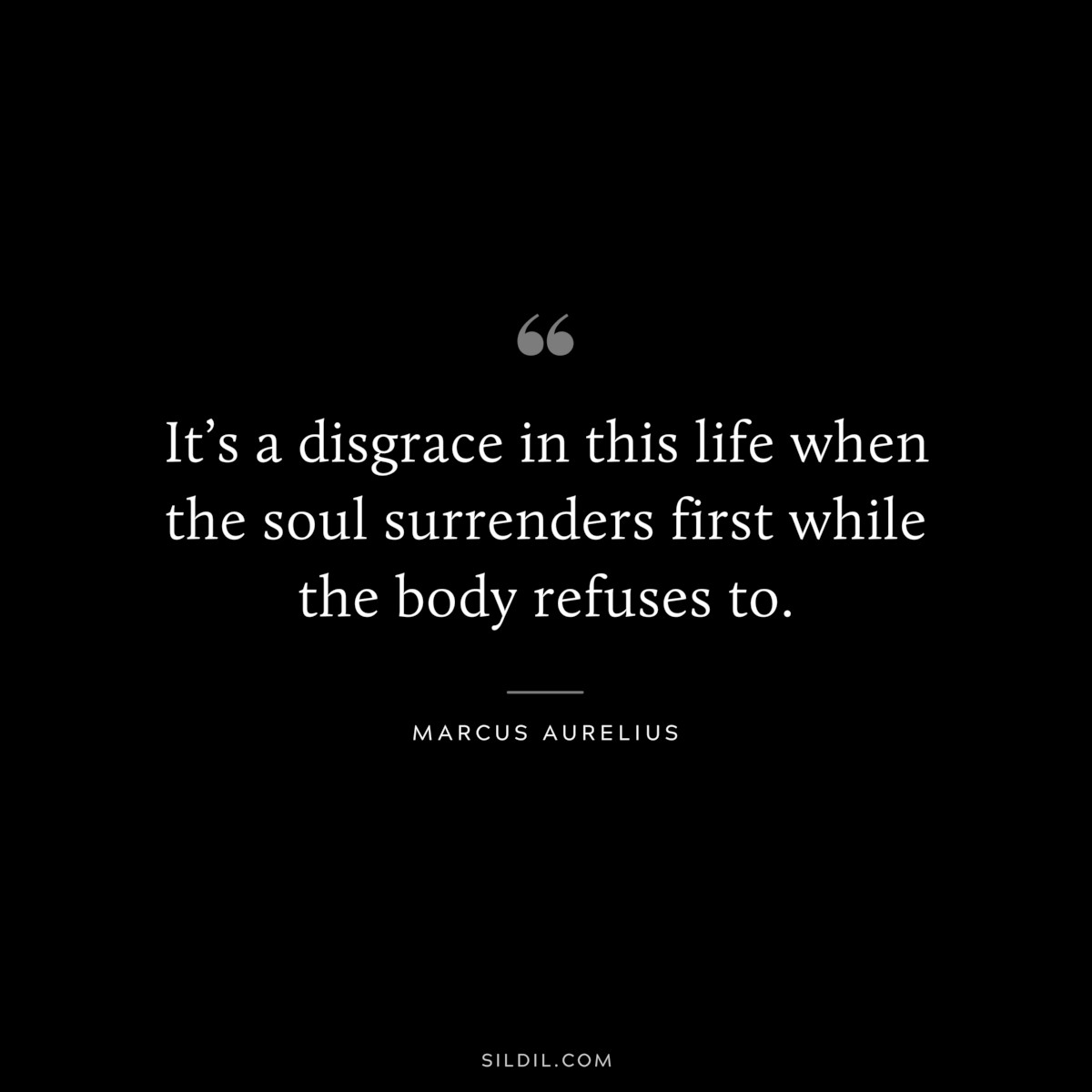 It’s a disgrace in this life when the soul surrenders first while the body refuses to. ― Marcus Aurelius