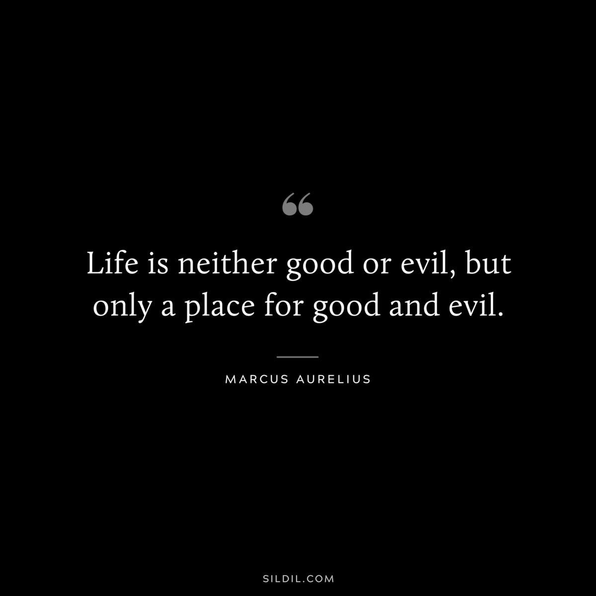 Life is neither good or evil, but only a place for good and evil. ― Marcus Aurelius