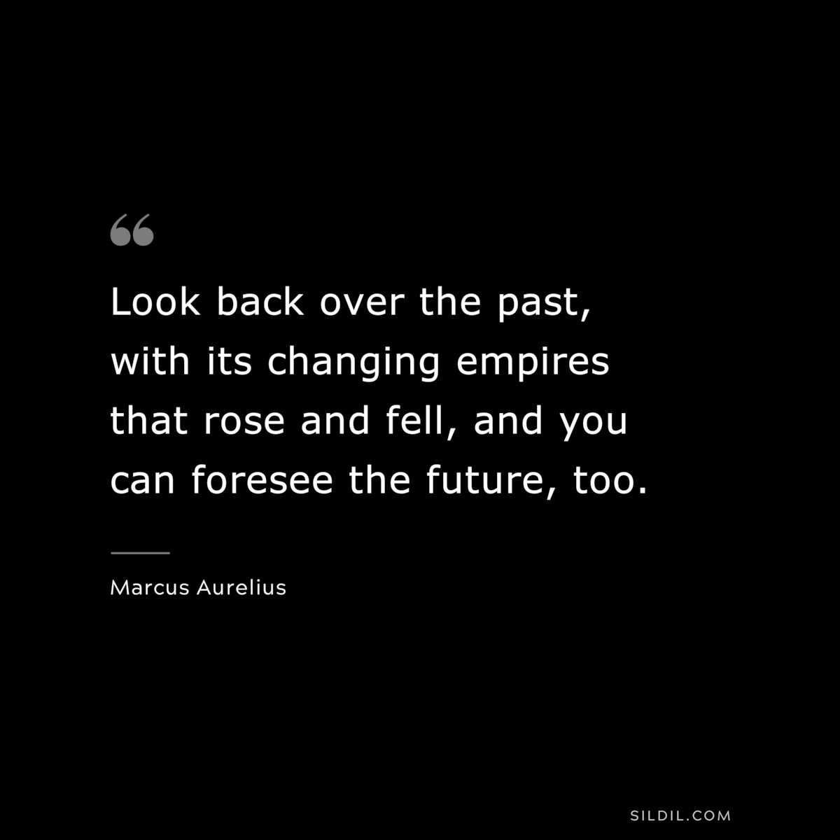 Look back over the past, with its changing empires that rose and fell, and you can foresee the future, too. ― Marcus Aurelius