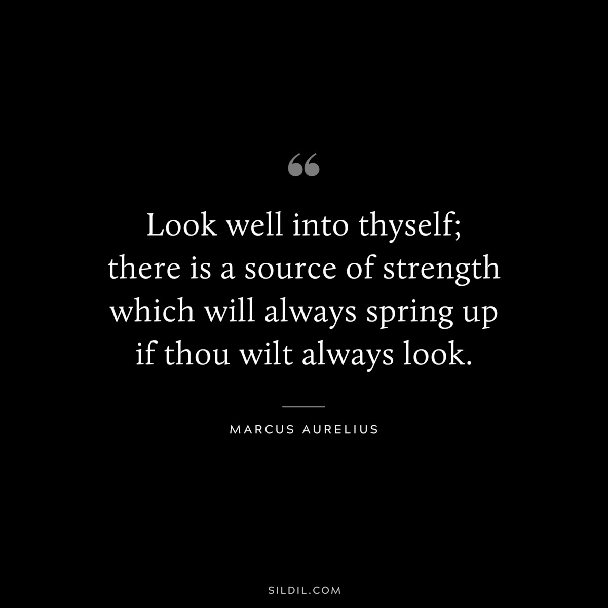 Look well into thyself; there is a source of strength which will always spring up if thou wilt always look. ― Marcus Aurelius