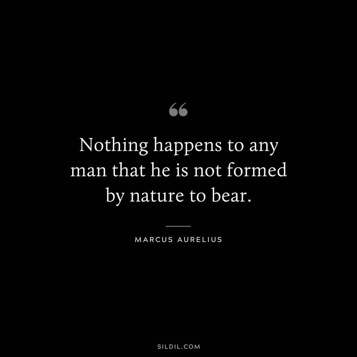 Nothing happens to any man that he is not formed by nature to bear. ― Marcus Aurelius