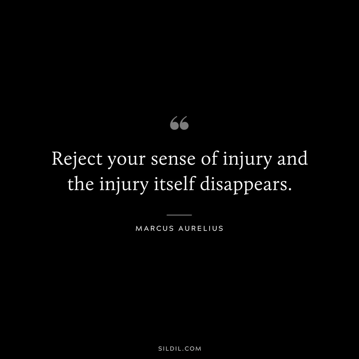 Reject your sense of injury and the injury itself disappears. ― Marcus Aurelius