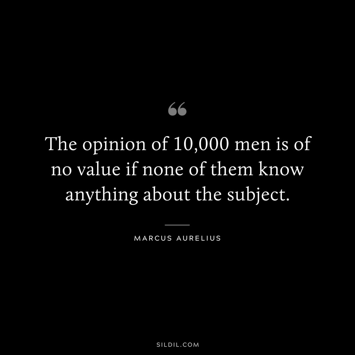 The opinion of 10,000 men is of no value if none of them know anything about the subject. ― Marcus Aurelius