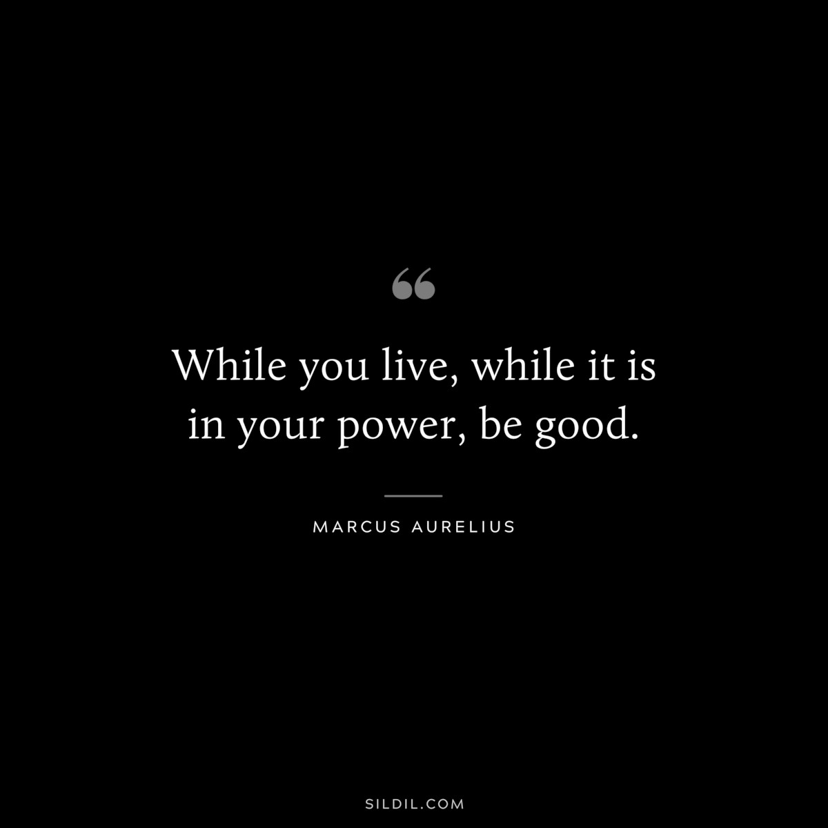 While you live, while it is in your power, be good. ― Marcus Aurelius