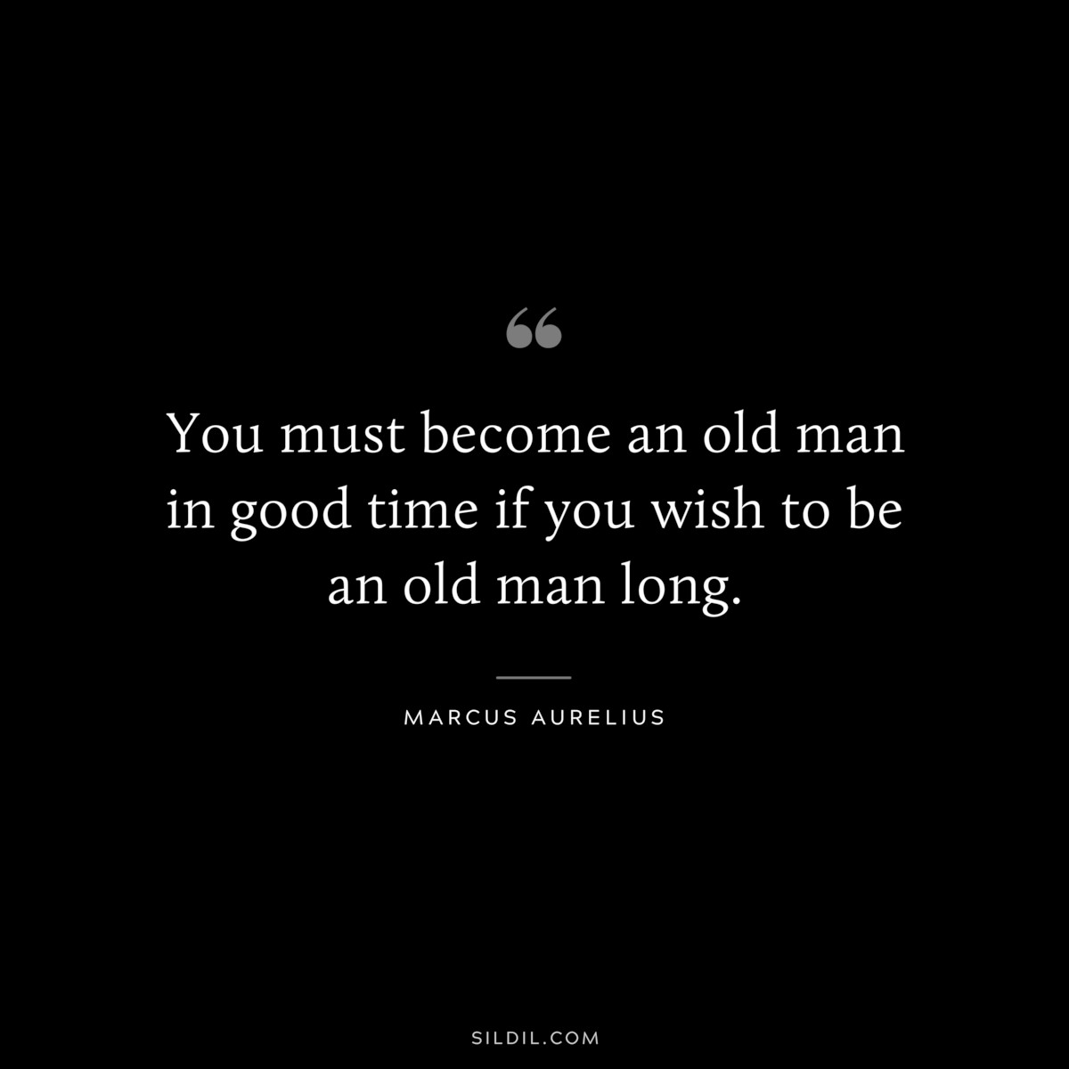 You must become an old man in good time if you wish to be an old man long. ― Marcus Aurelius