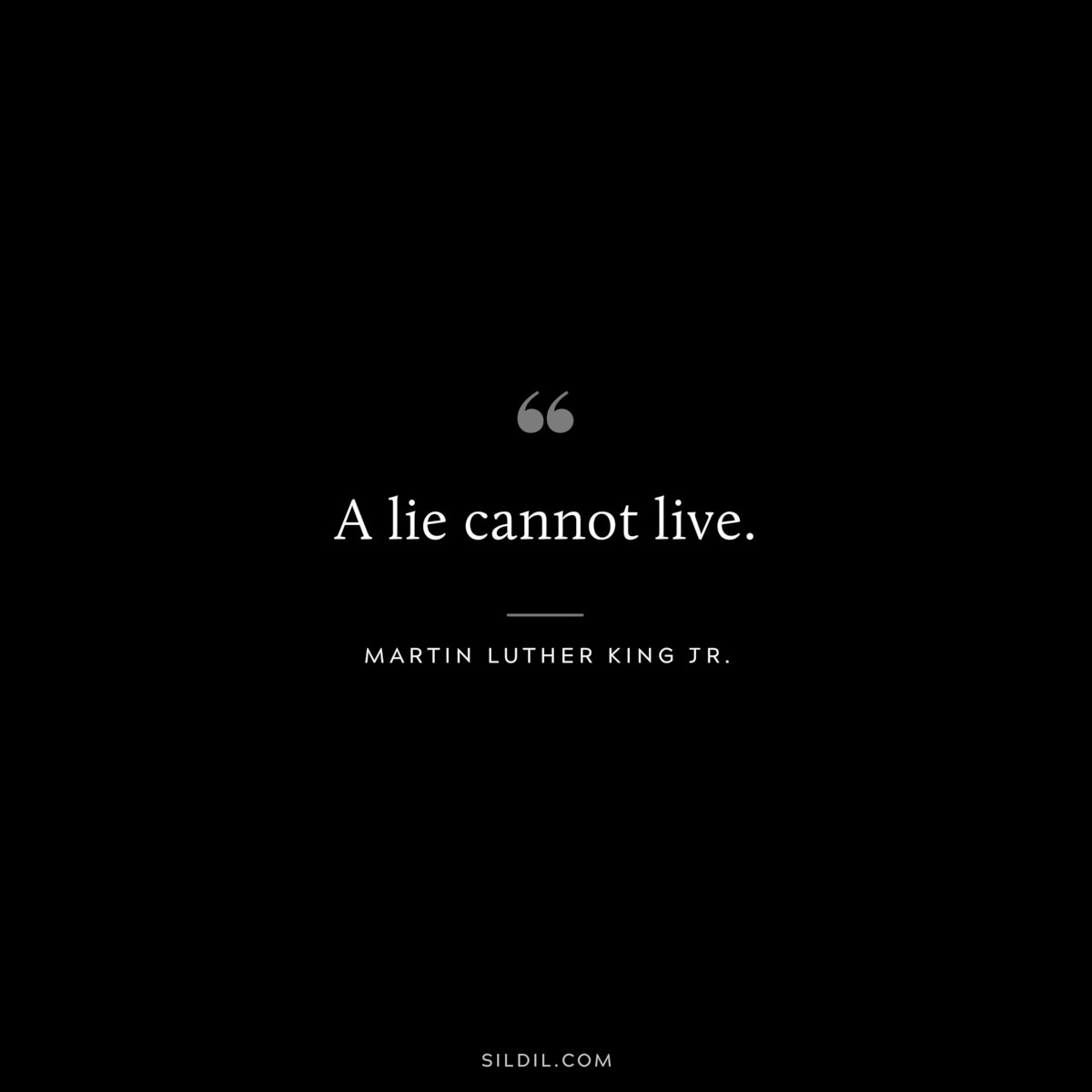 A lie cannot live. ― Martin Luther King Jr.