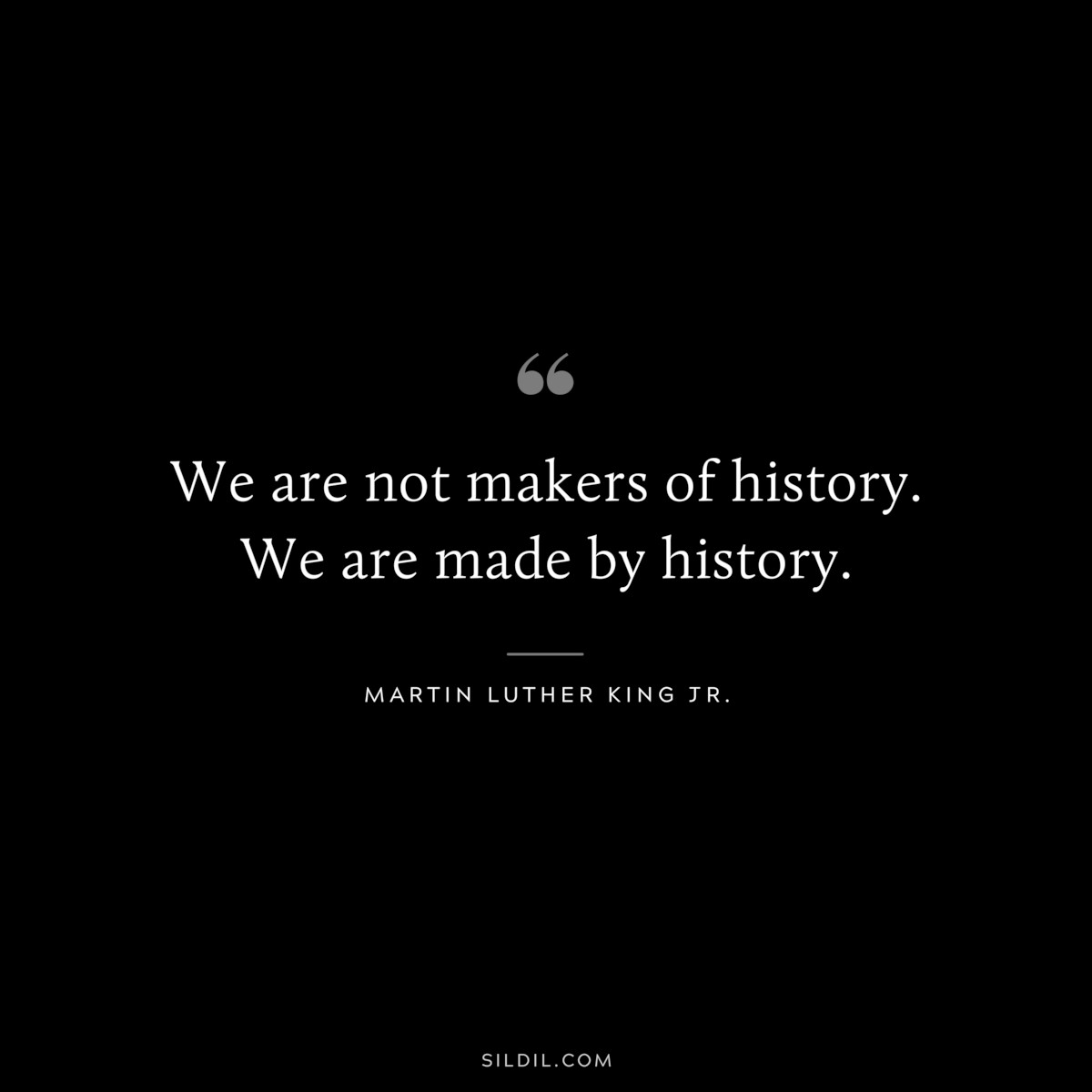 We are not makers of history. We are made by history. ― Martin Luther King Jr.