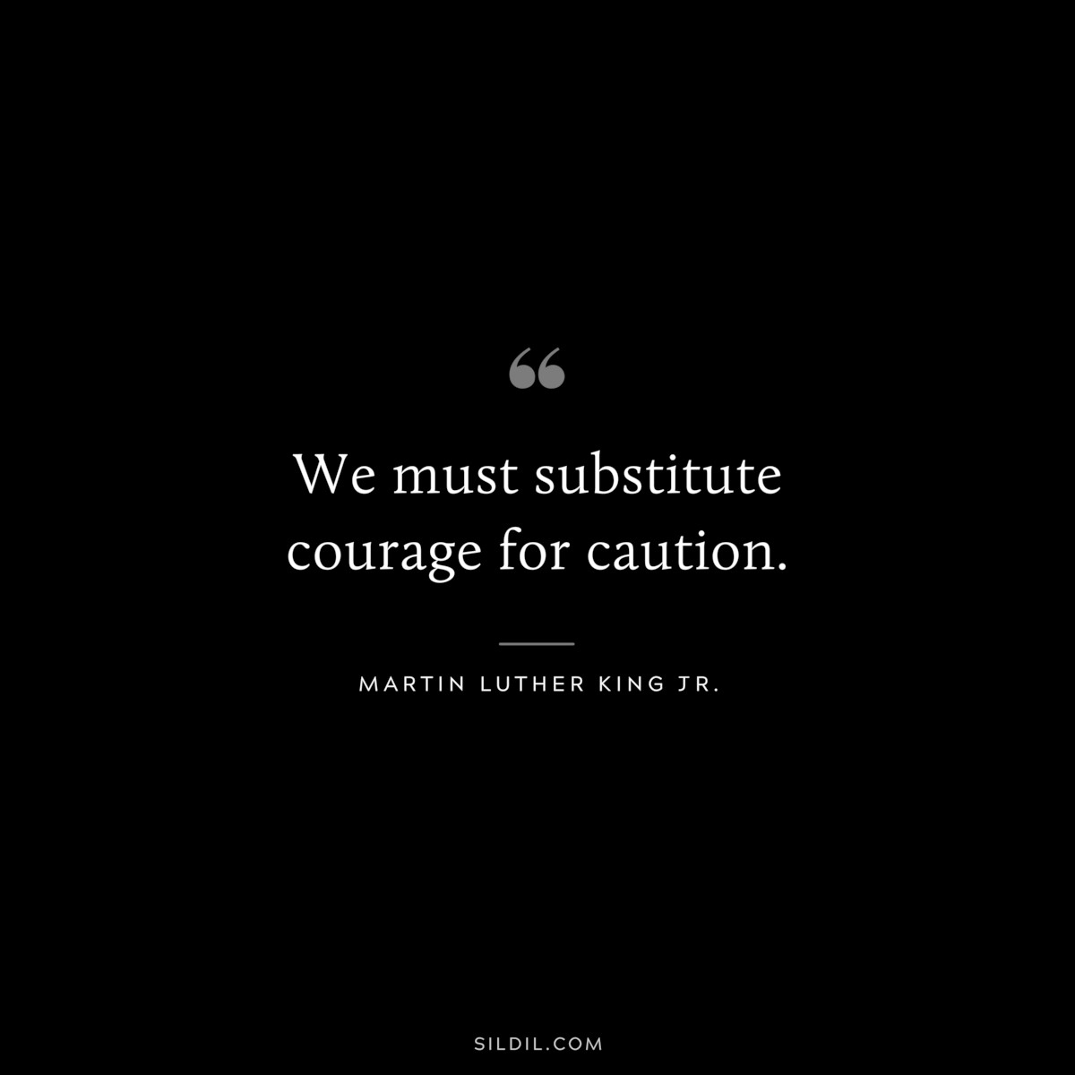 We must substitute courage for caution. ― Martin Luther King Jr.
