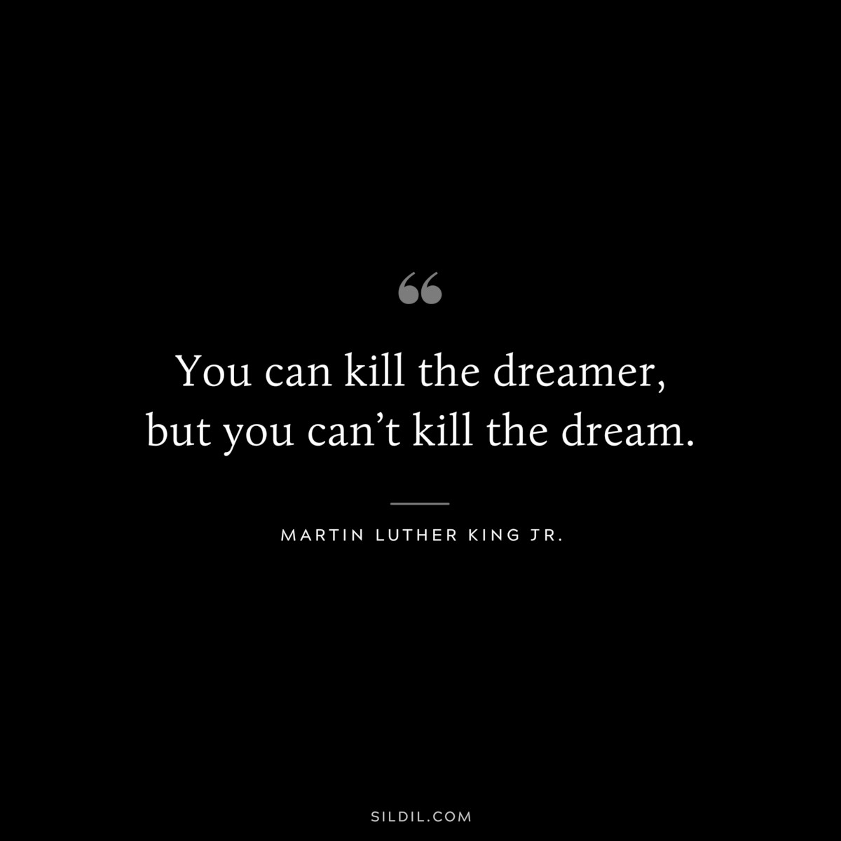 You can kill the dreamer, but you can’t kill the dream. ― Martin Luther King Jr.