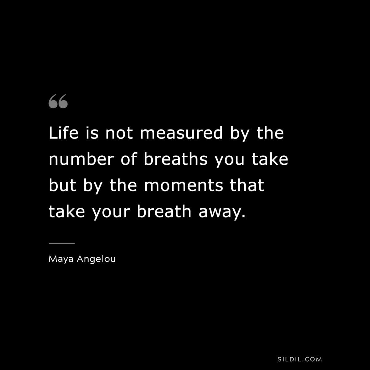 Life is not measured by the number of breaths you take but by the moments that take your breath away. ― Maya Angelou