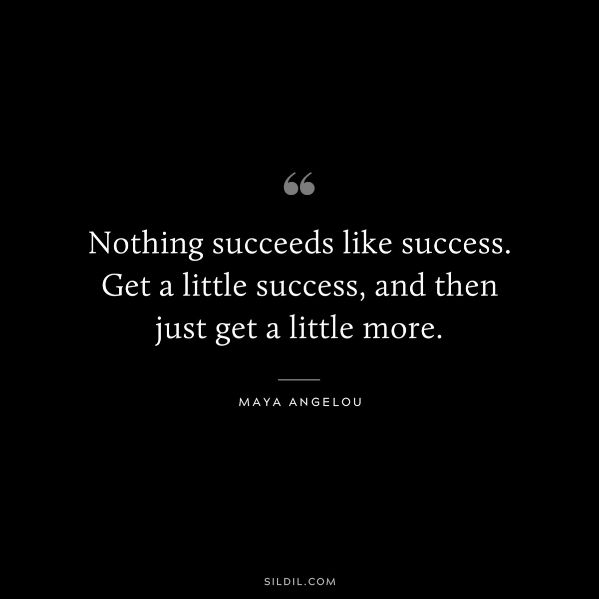 Nothing succeeds like success. Get a little success, and then just get a little more. ― Maya Angelou