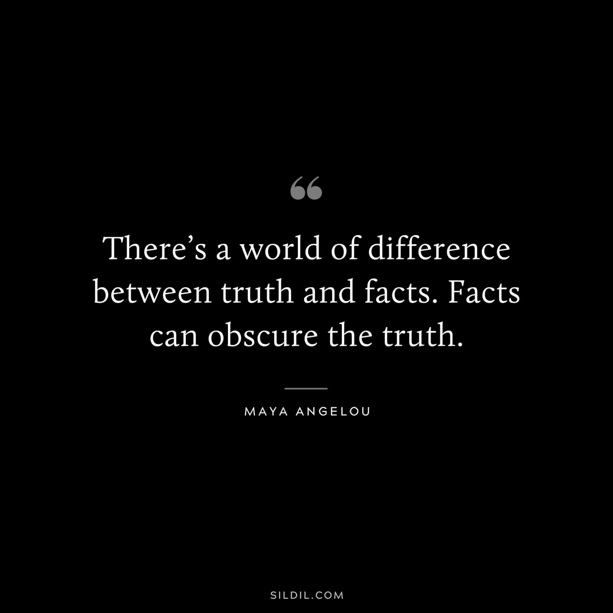 There’s a world of difference between truth and facts. Facts can obscure the truth. ― Maya Angelou