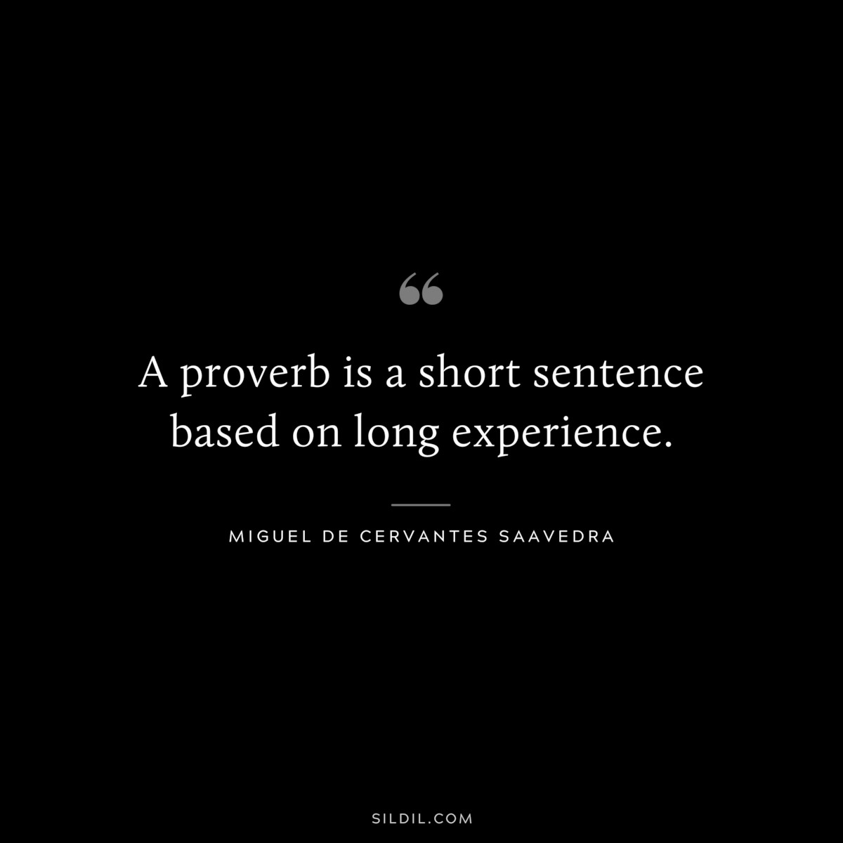 A proverb is a short sentence based on long experience. ― Miguel de Cervantes Saavedra