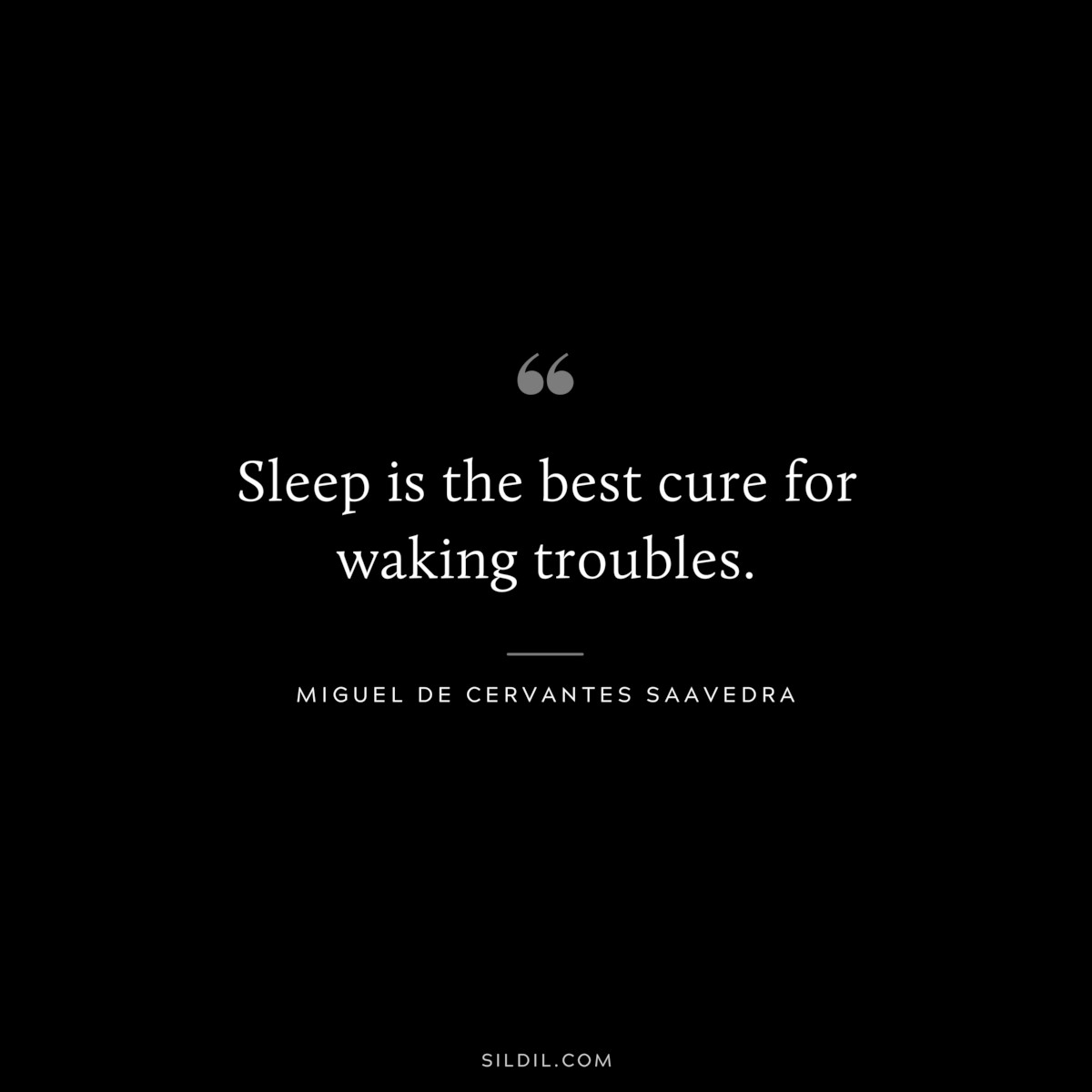Sleep is the best cure for waking troubles. ― Miguel de Cervantes Saavedra