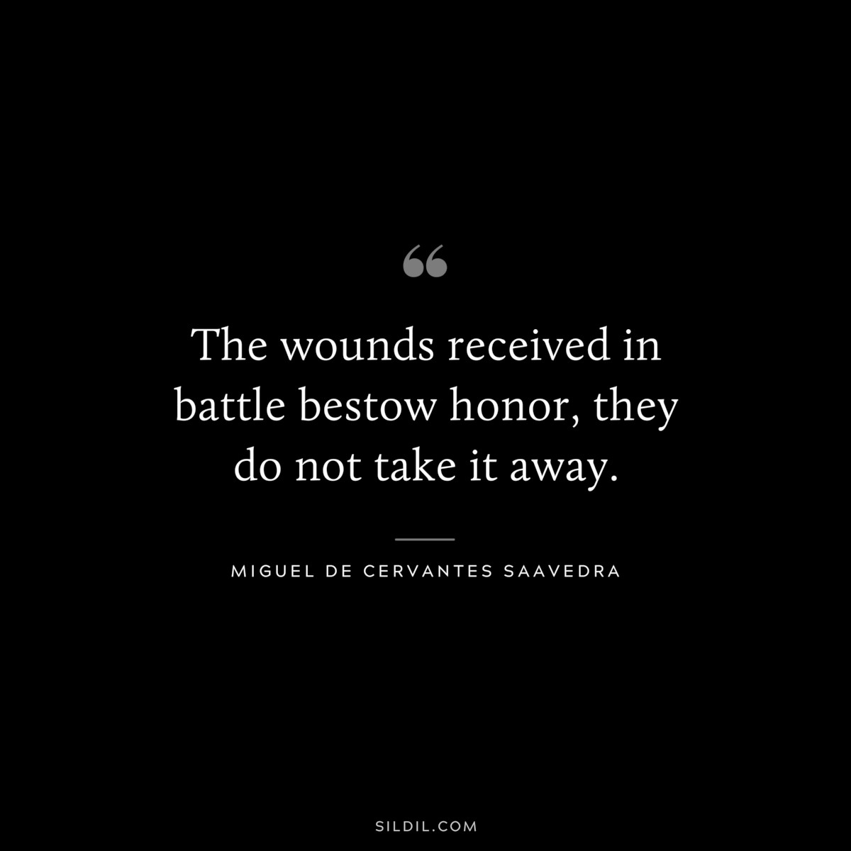 The wounds received in battle bestow honor, they do not take it away. ― Miguel de Cervantes Saavedra