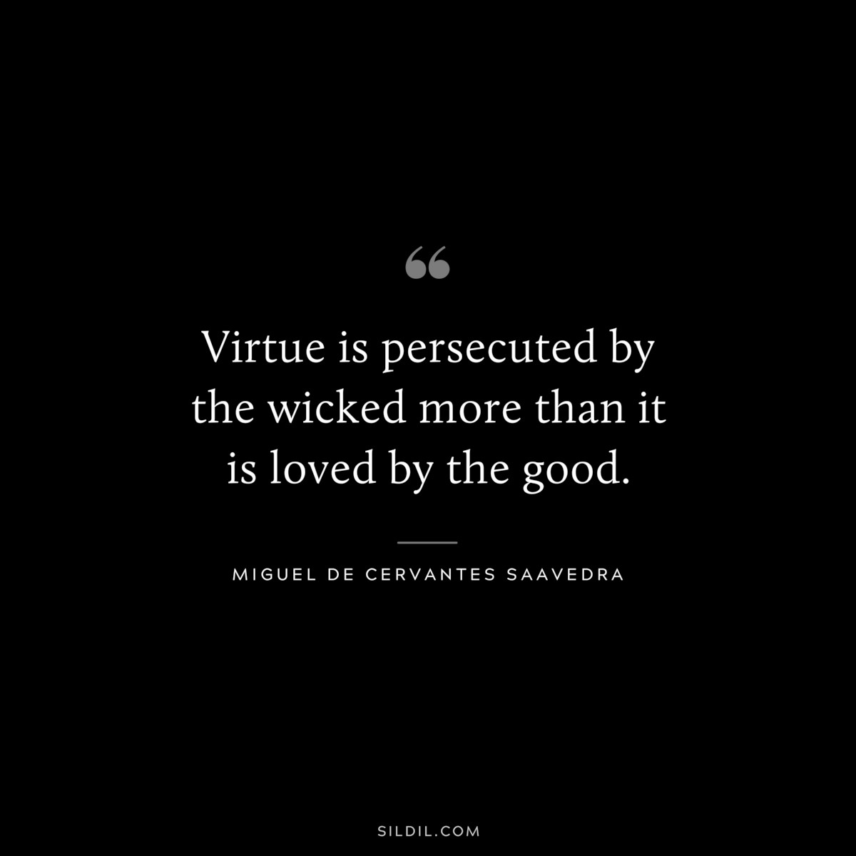 Virtue is persecuted by the wicked more than it is loved by the good. ― Miguel de Cervantes Saavedra