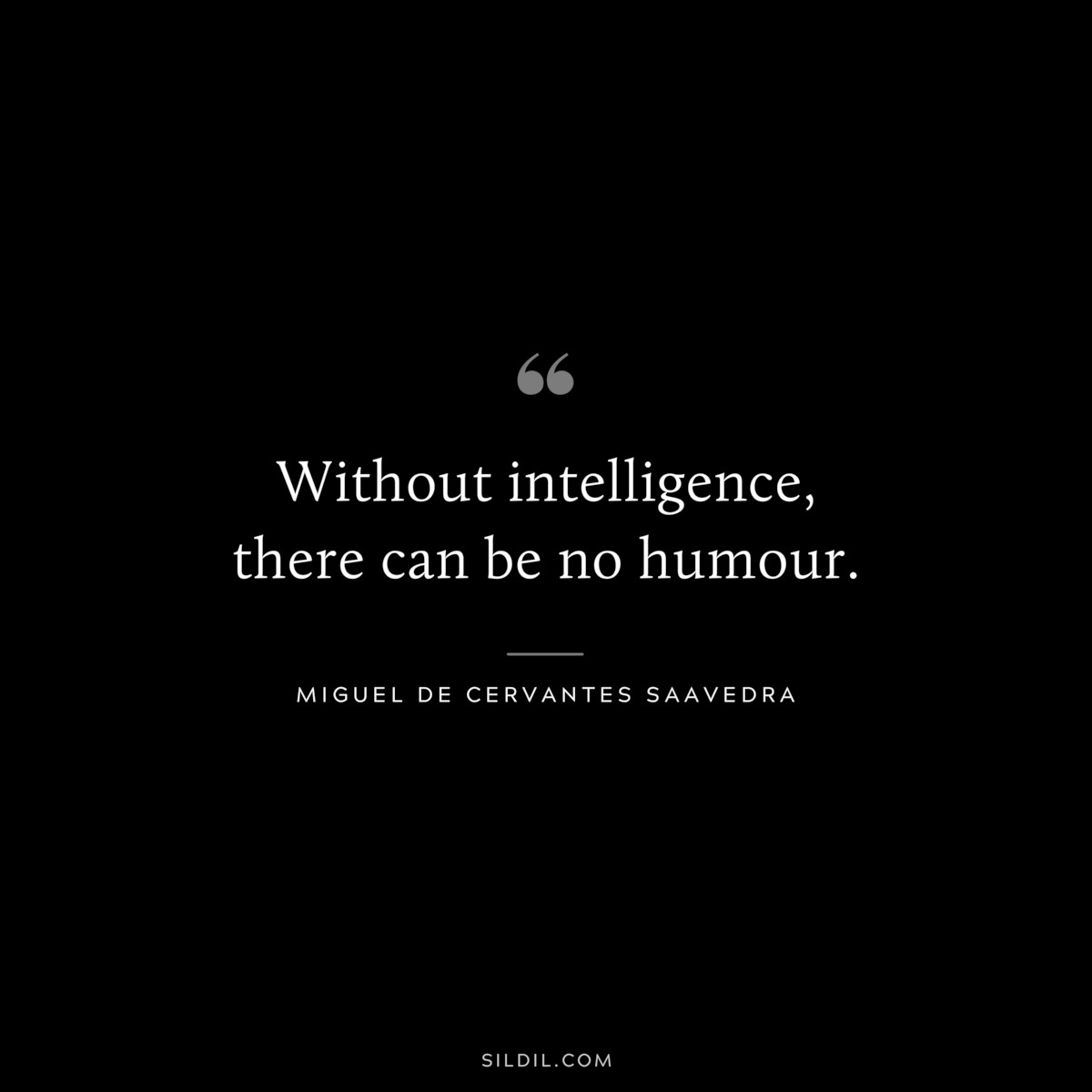 Without intelligence, there can be no humour. ― Miguel de Cervantes Saavedra