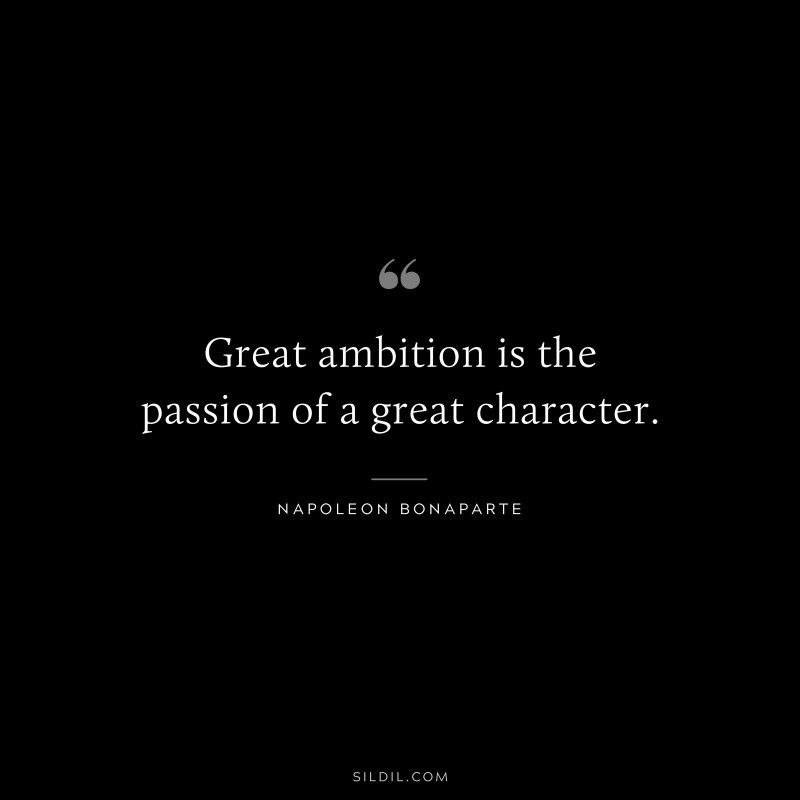 Great ambition is the passion of a great character. ― Napoleon Bonaparte