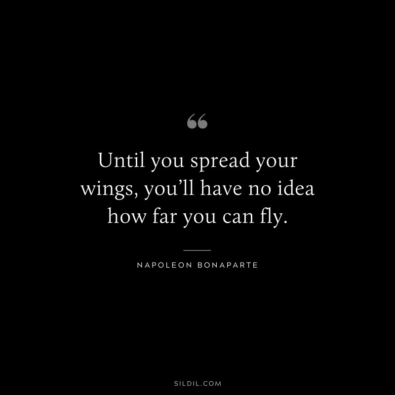 Until you spread your wings, you’ll have no idea how far you can fly. ― Napoleon Bonaparte