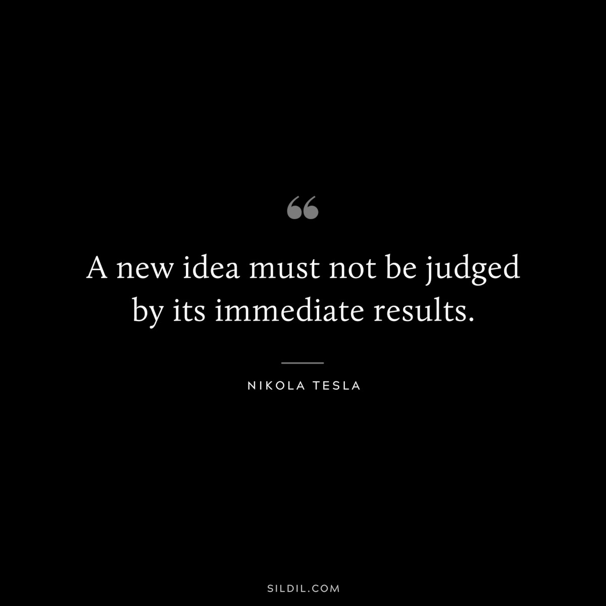 A new idea must not be judged by its immediate results. ― Nikola Tesla