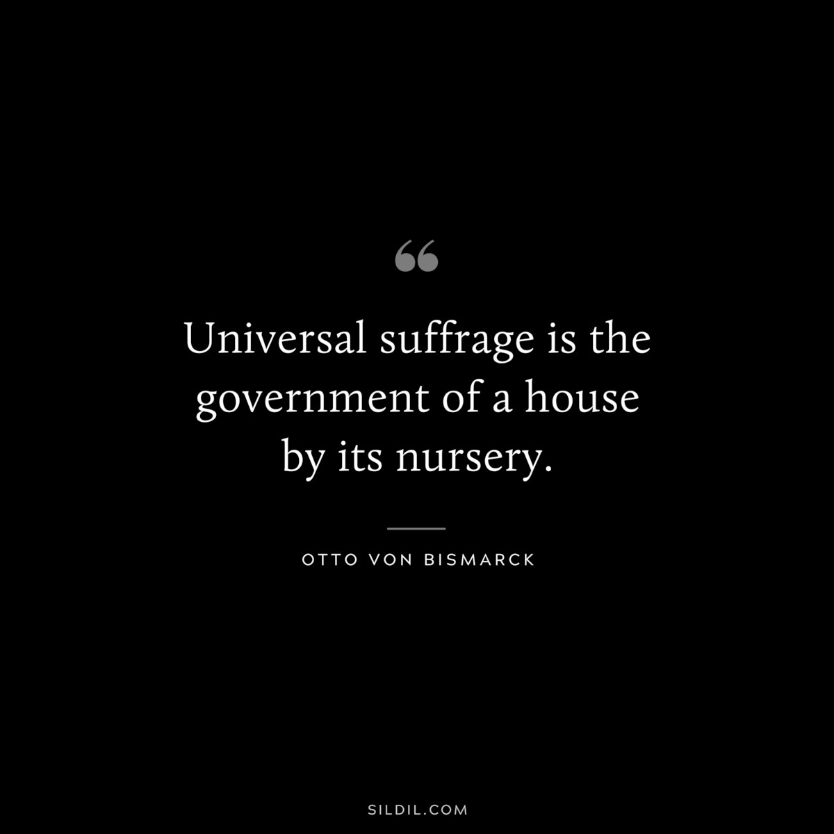 Universal suffrage is the government of a house by its nursery. ― Otto von Bismarck