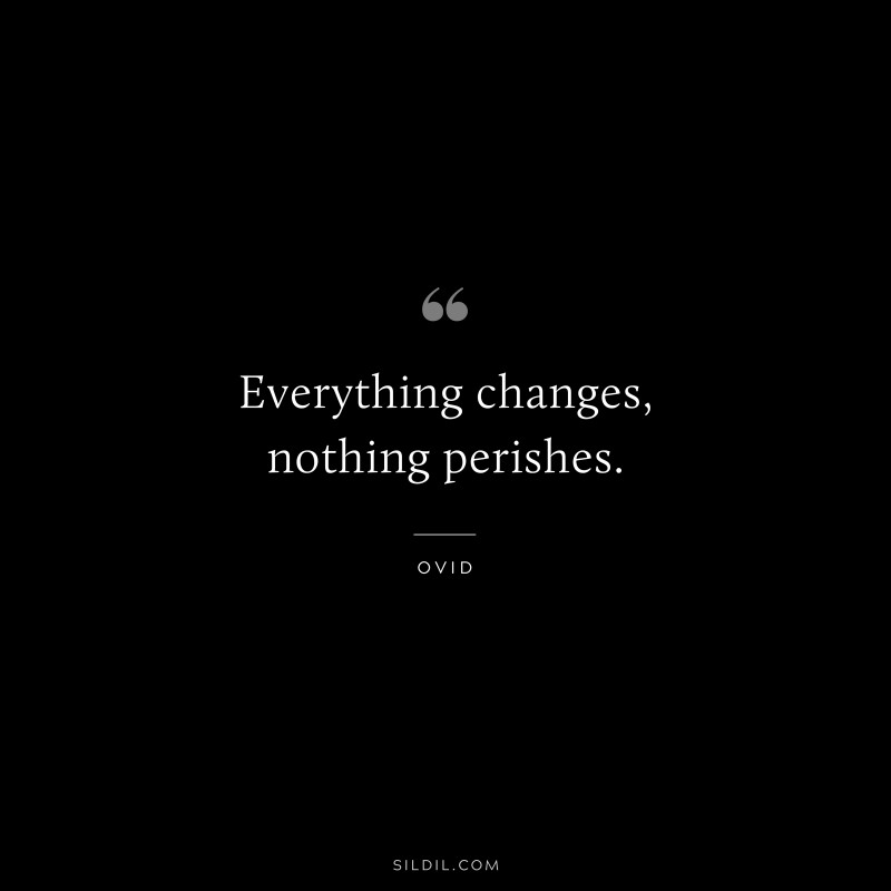 Everything changes, nothing perishes. ― Ovid