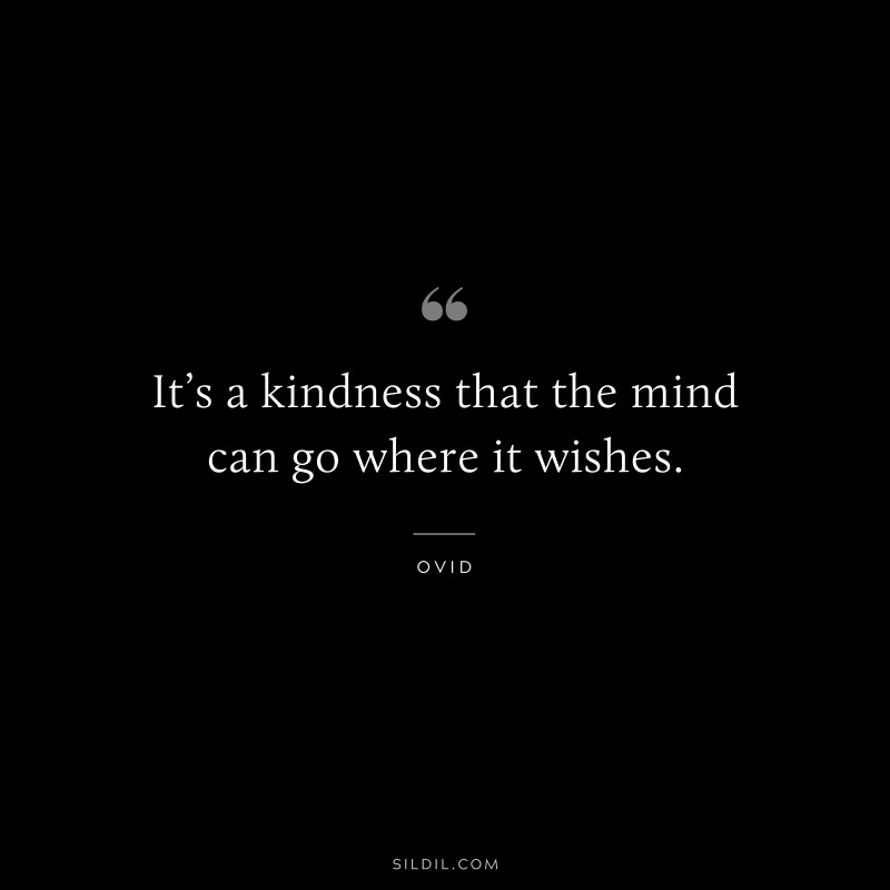 It’s a kindness that the mind can go where it wishes. ― Ovid