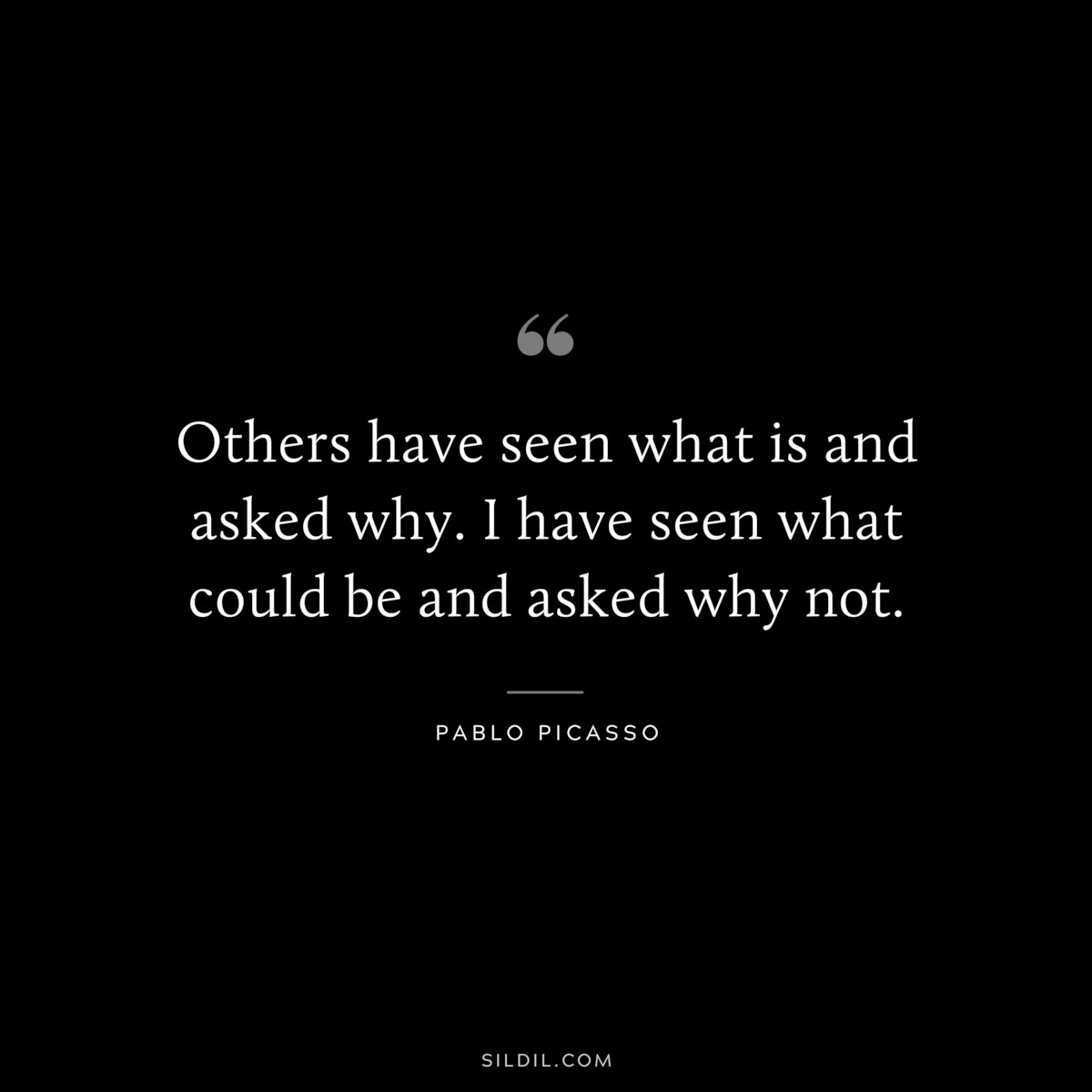 Others have seen what is and asked why. I have seen what could be and asked why not. ― Pablo Picasso