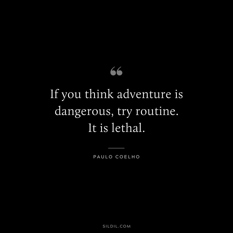 If you think adventure is dangerous, try routine. It is lethal. ― Paulo Coelho