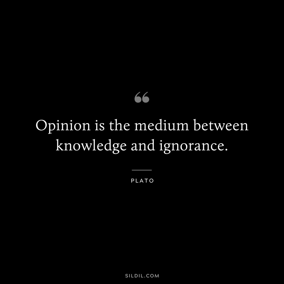 Opinion is the medium between knowledge and ignorance. ― Plato