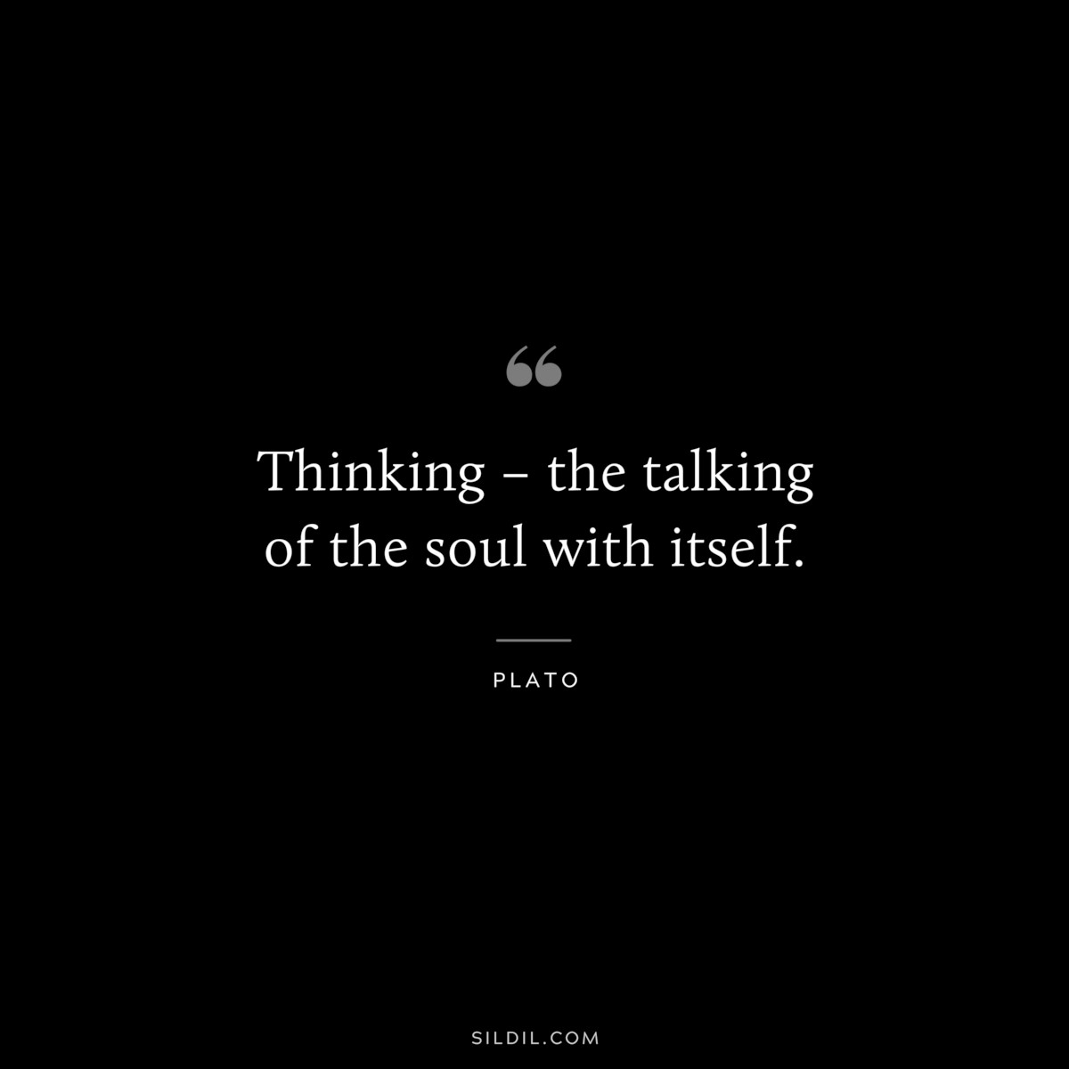 Thinking – the talking of the soul with itself. ― Plato
