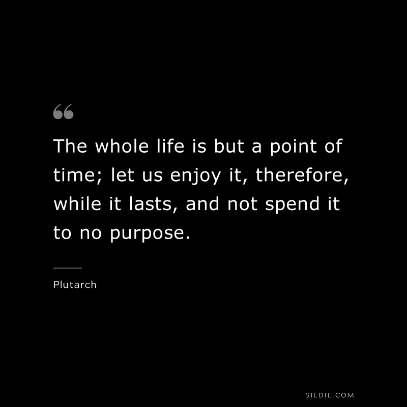The whole life is but a point of time; let us enjoy it, therefore, while it lasts, and not spend it to no purpose. ― Plutarch
