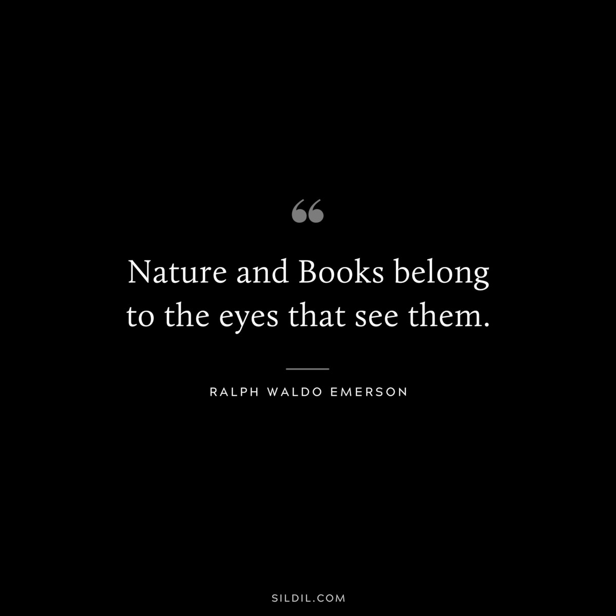 Nature and Books belong to the eyes that see them. — Ralph Waldo Emerson