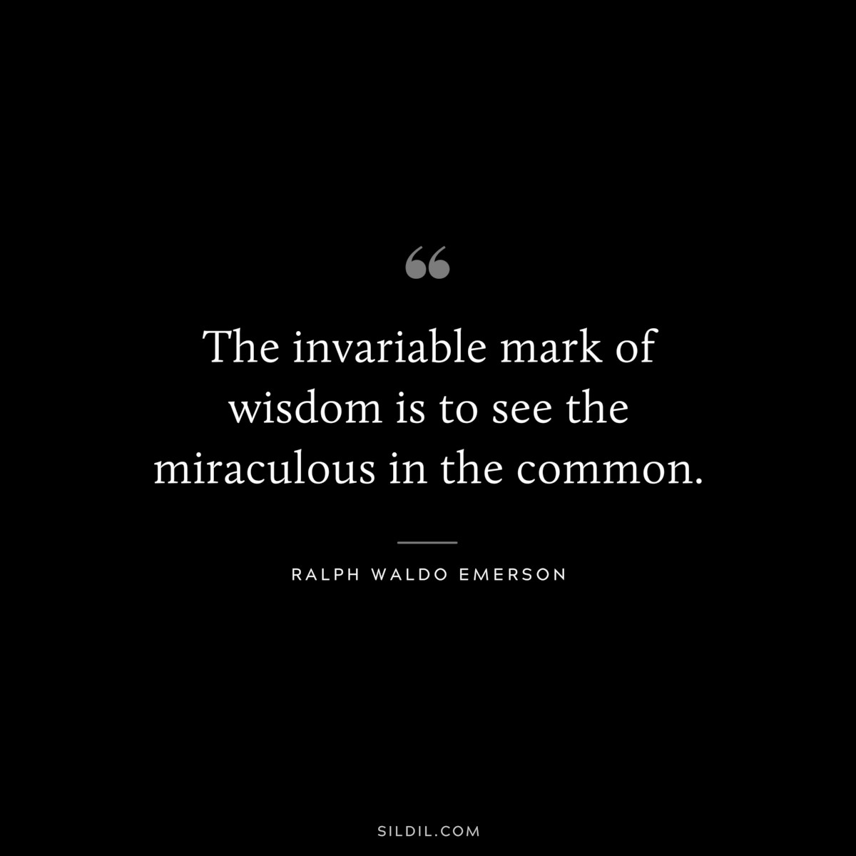 The invariable mark of wisdom is to see the miraculous in the common. — Ralph Waldo Emerson