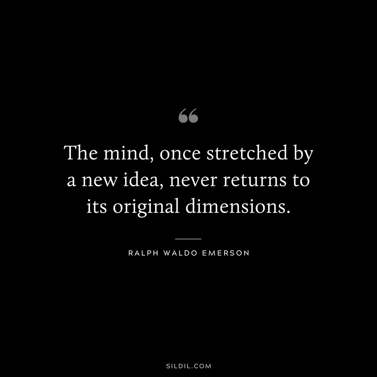 The mind, once stretched by a new idea, never returns to its original dimensions. — Ralph Waldo Emerson
