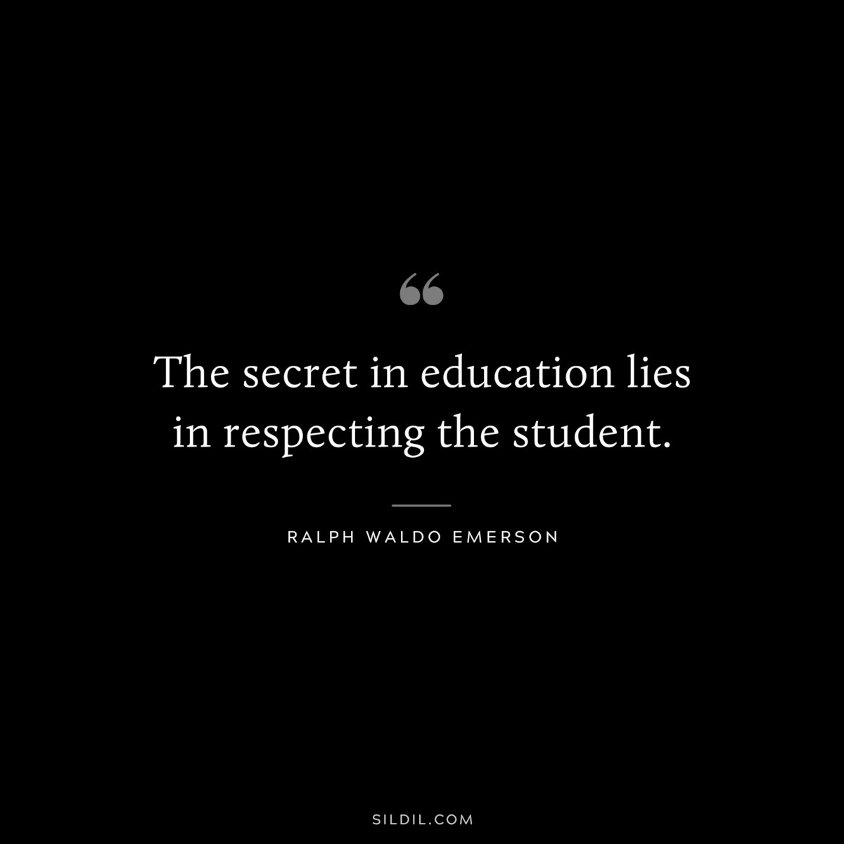 The secret in education lies in respecting the student. — Ralph Waldo Emerson