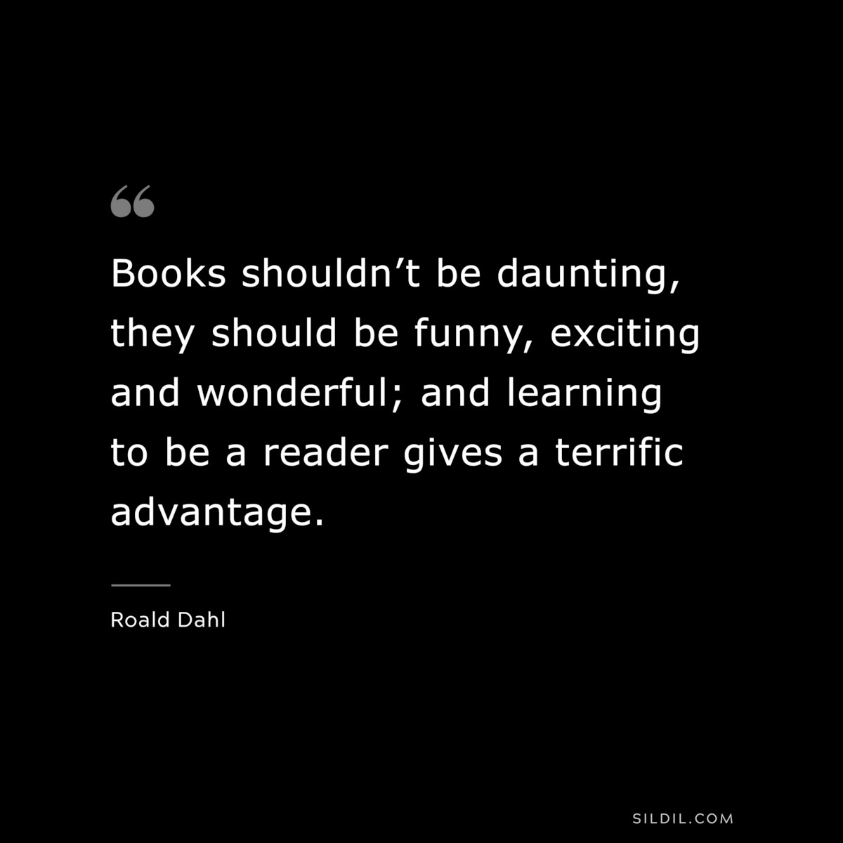 Books shouldn’t be daunting, they should be funny, exciting and wonderful; and learning to be a reader gives a terrific advantage. ― Roald Dahl