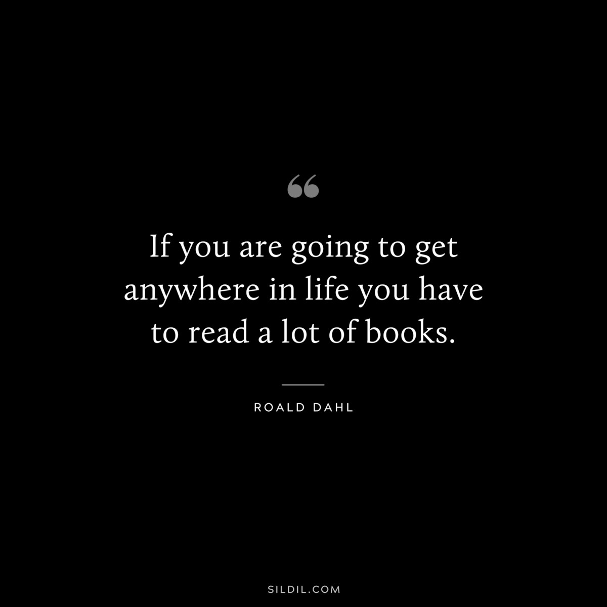 If you are going to get anywhere in life you have to read a lot of books. ― Roald Dahl