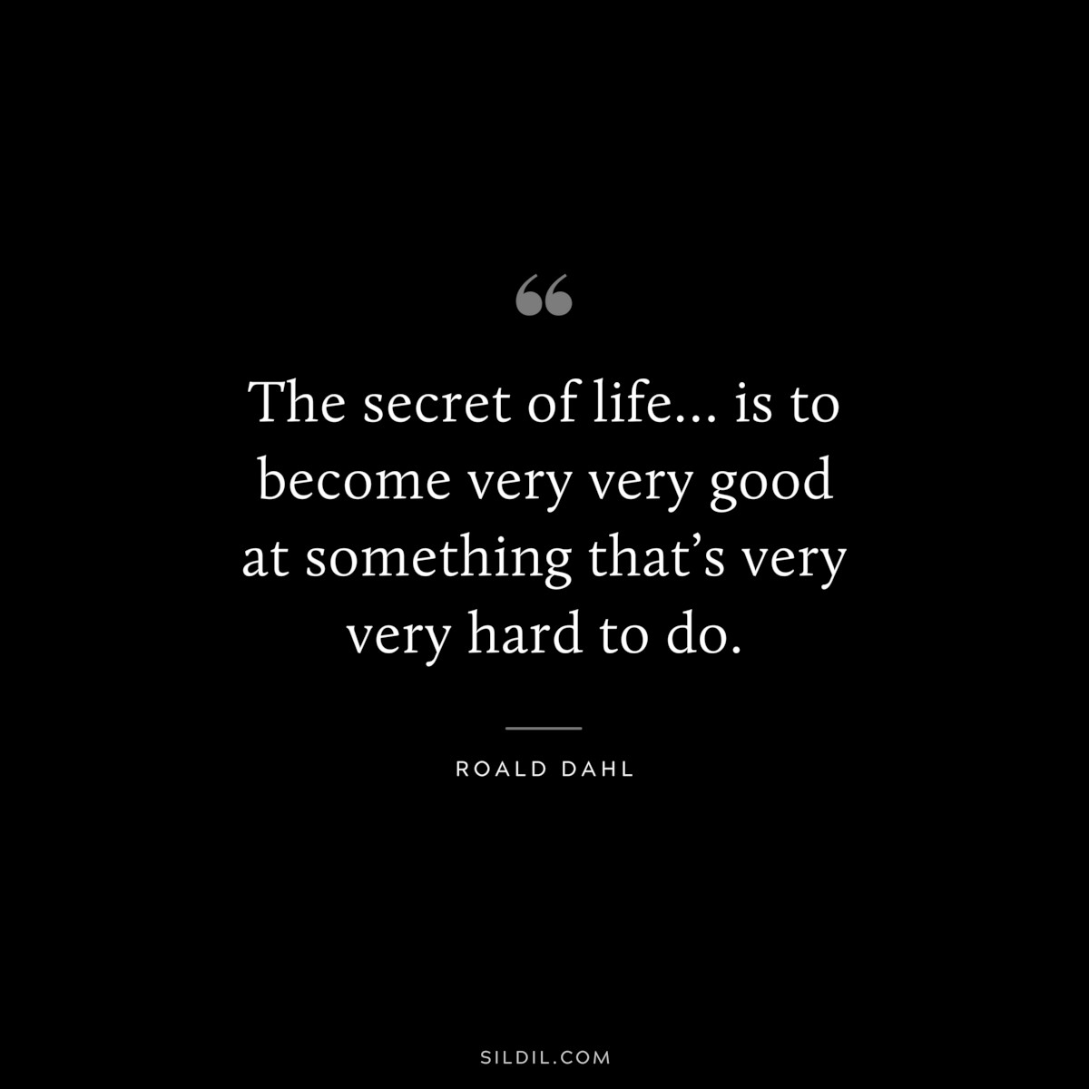 The secret of life… is to become very very good at something that’s very very hard to do. ― Roald Dahl