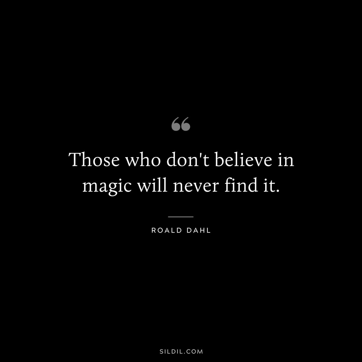 Those who don't believe in magic will never find it. ― Roald Dahl
