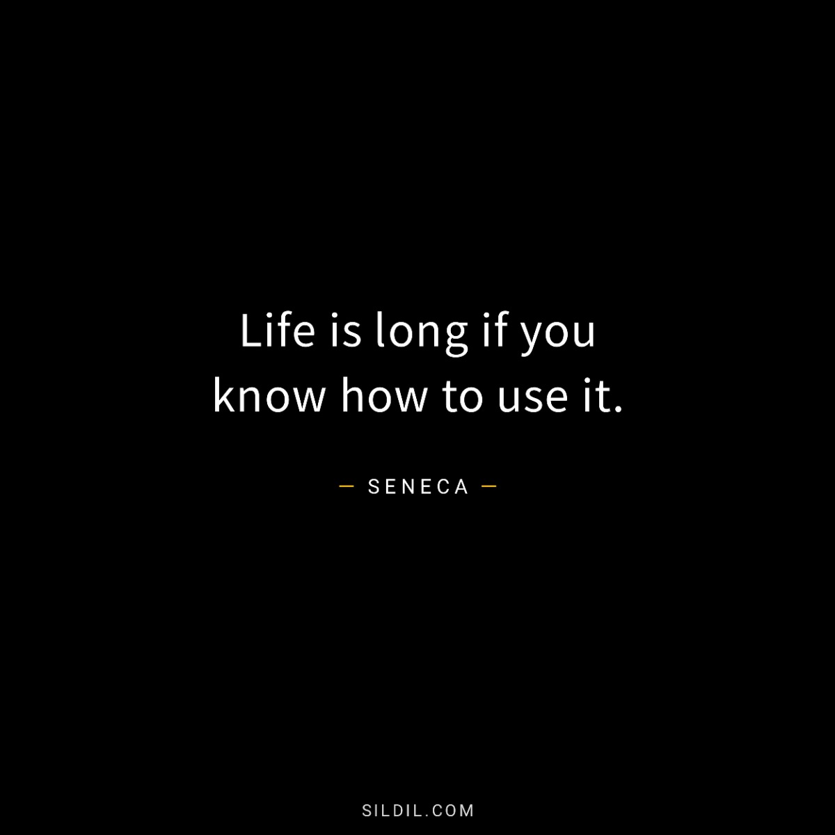 Life is long if you know how to use it.