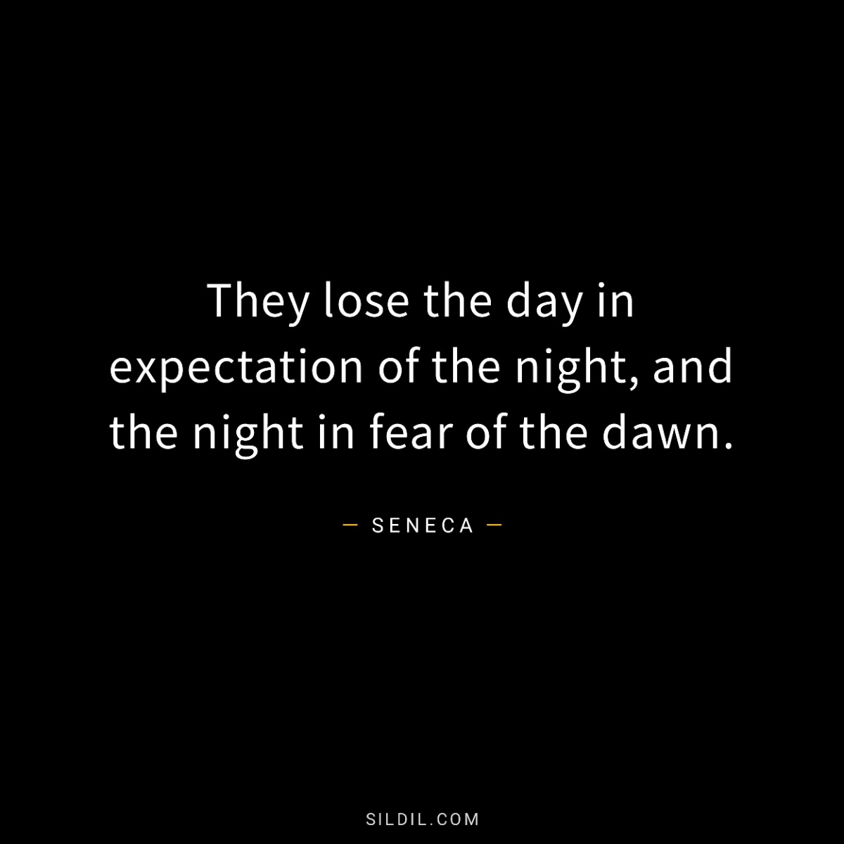 They lose the day in expectation of the night, and the night in fear of the dawn.