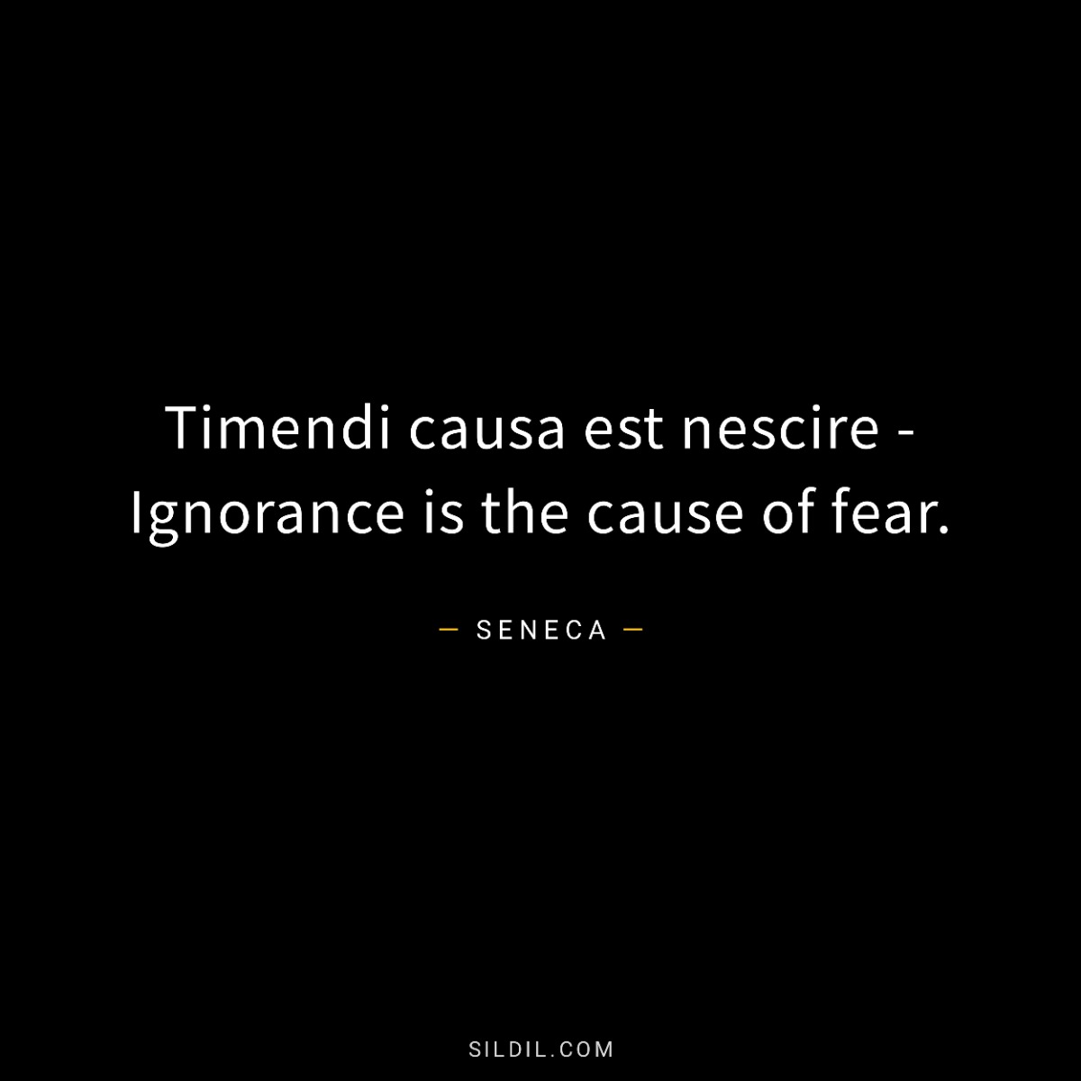 Timendi causa est nescire - Ignorance is the cause of fear.