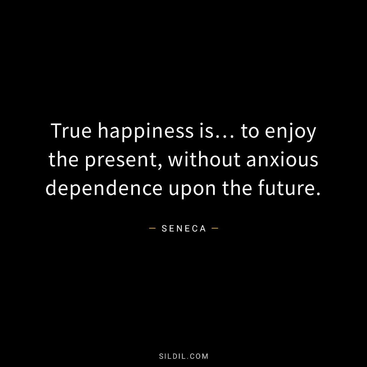 True happiness is… to enjoy the present, without anxious dependence upon the future.