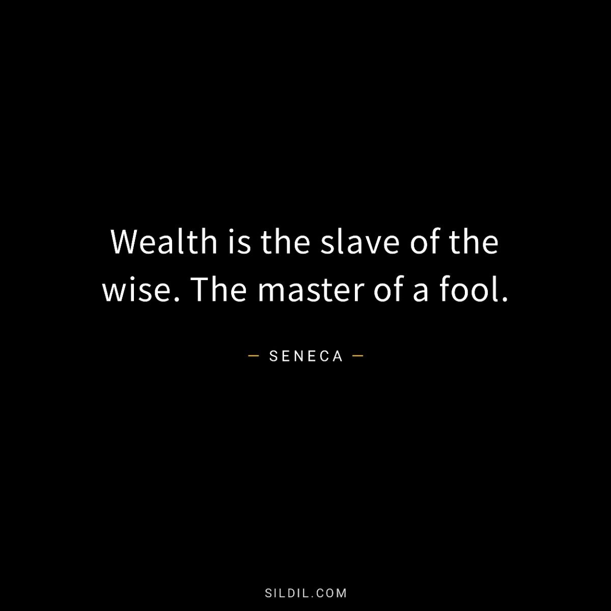 Wealth is the slave of the wise. The master of a fool.
