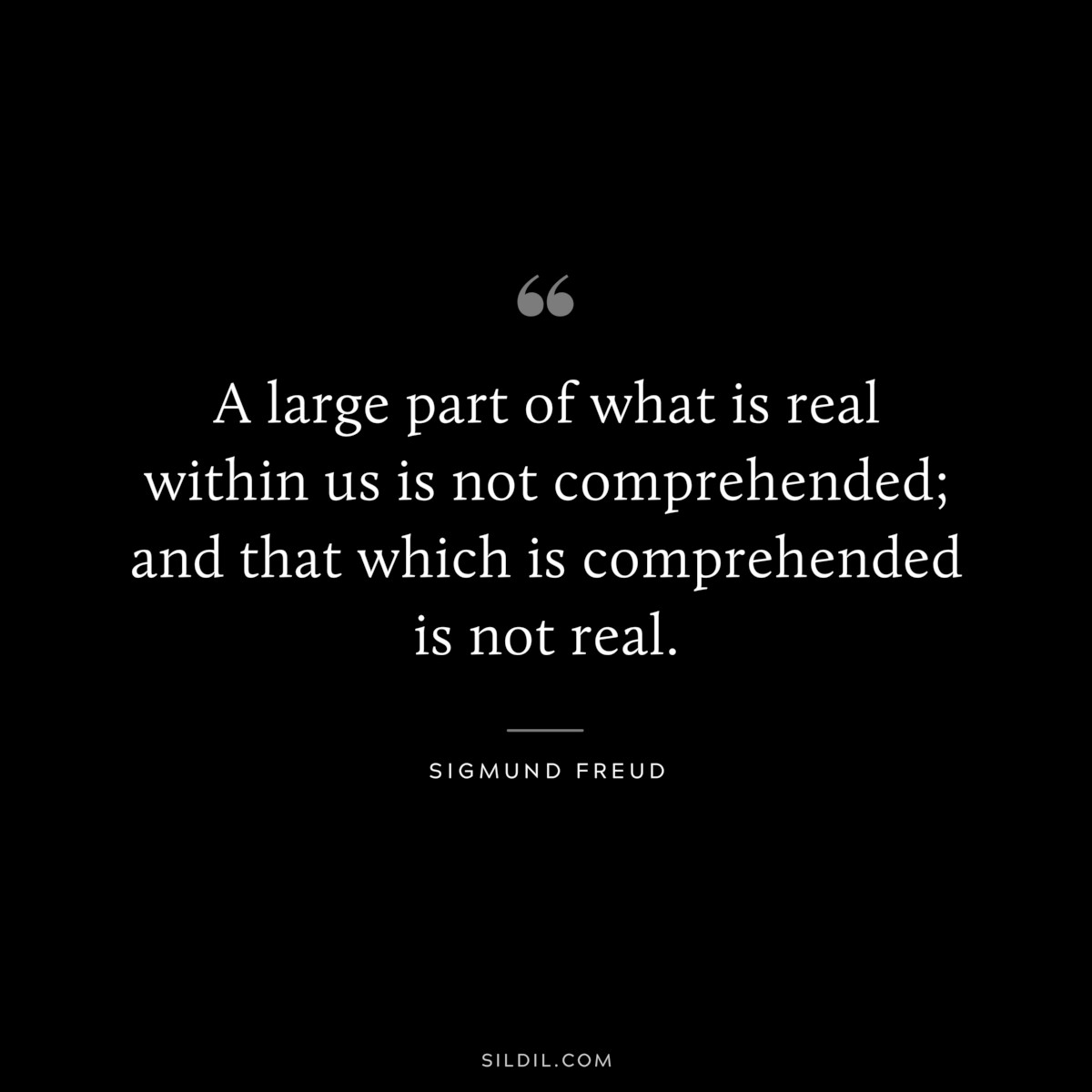 A large part of what is real within us is not comprehended; and that which is comprehended is not real. ― Sigmund Frued