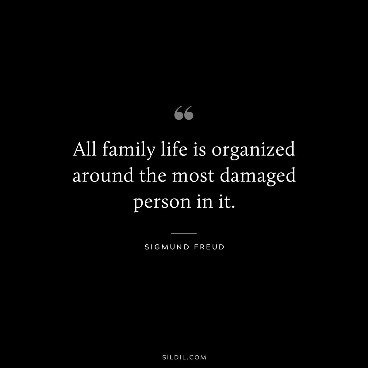 All family life is organized around the most damaged person in it. ― Sigmund Frued