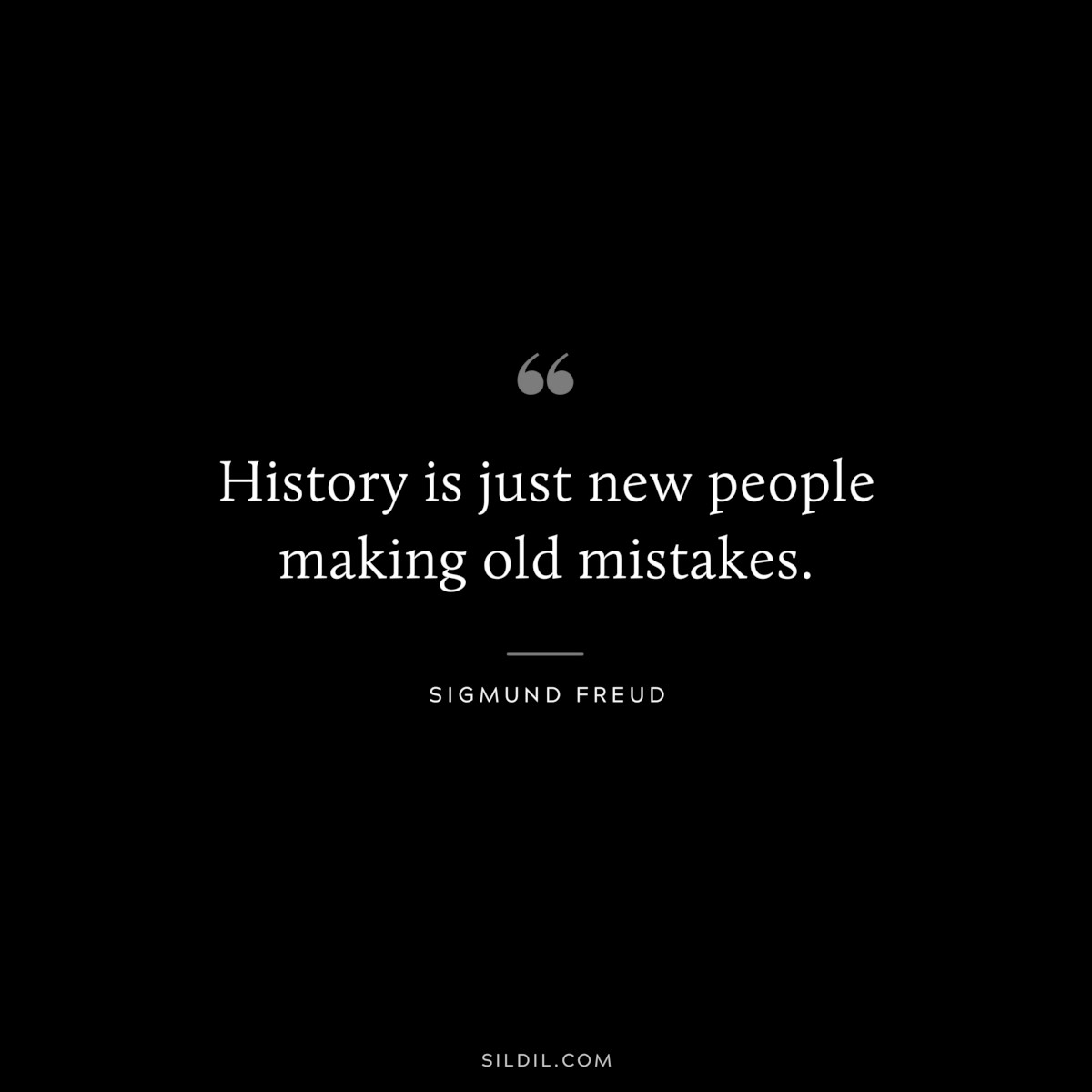 History is just new people making old mistakes. ― Sigmund Frued