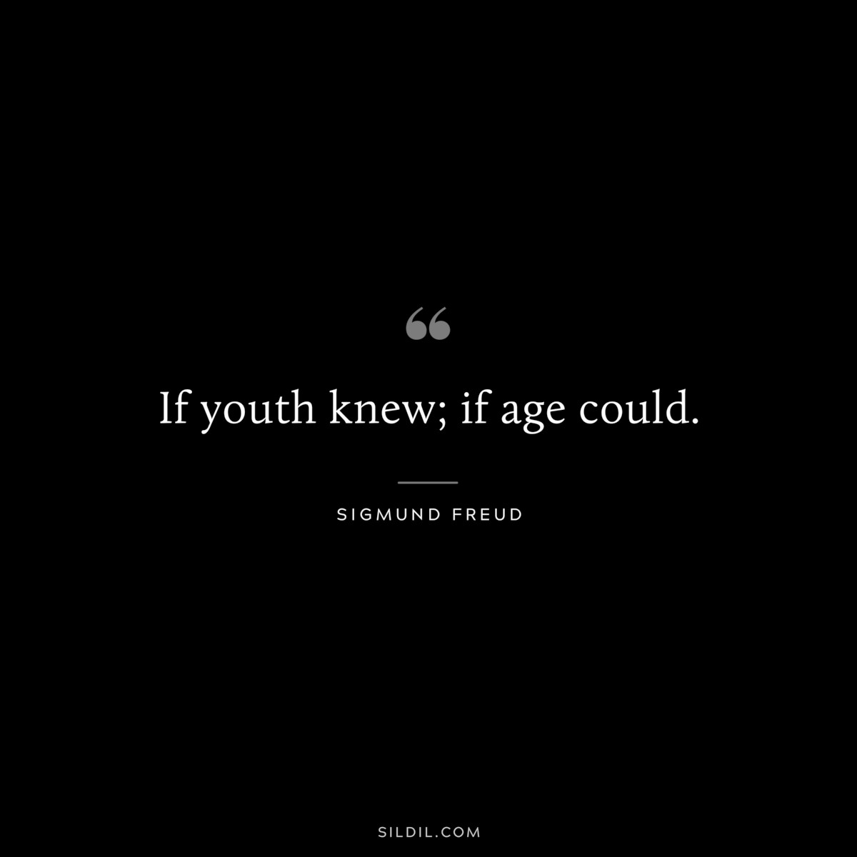 If youth knew; if age could. ― Sigmund Frued